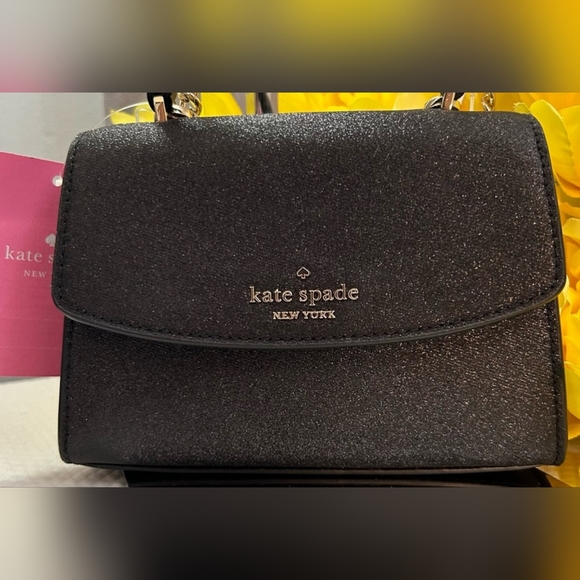 🏖️ NWT Kate Spade Micro Darcy Bag in Black Glitter - Picture 1 of 10
